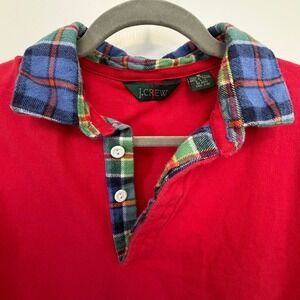 Vintage J.Crew Rugby Red Plaid Collar Polo Size Medium